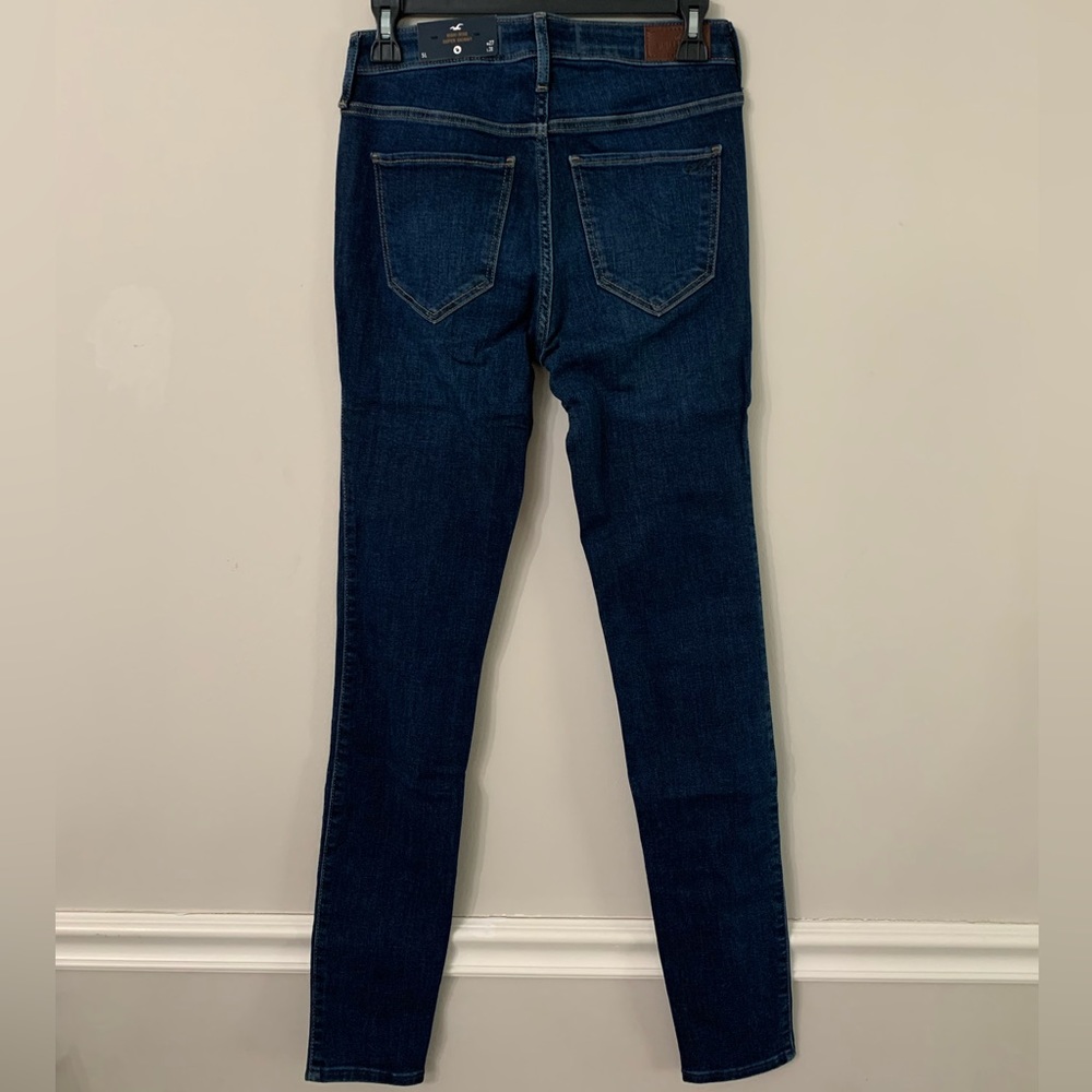 NEW HOLLISTER HIGH-RISE DARK WASH SUPER SKINNY JEANS SIZE:5 Long - Picture 7 of 10